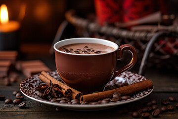 "Created with generative AI tools" Hot chocolat, coffee, tea, cup