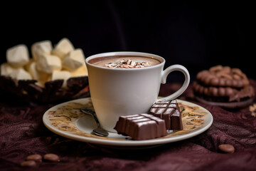 "Created with generative AI tools" Hot chocolat, coffee, tea, cup