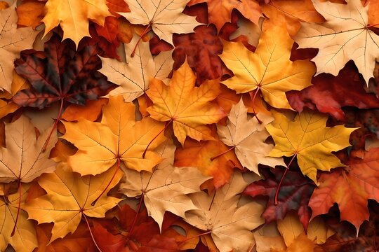 Autumn leaves natural background, generative ai