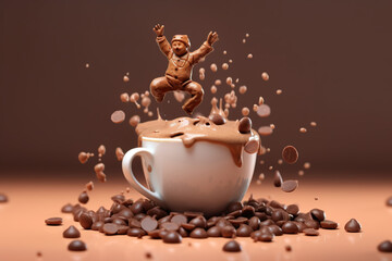 "Created with generative AI tools" Hot chocolat, coffee, tea, cup