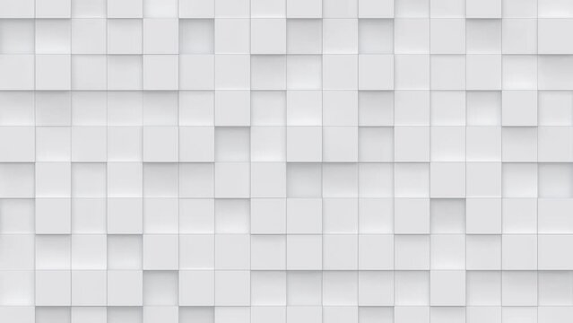 Abstract motion background from moving white squares. Abstract square background. Seamless loop animation