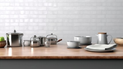 Obraz na płótnie Canvas Kitchen Equipments: Table Setup. Generative AI