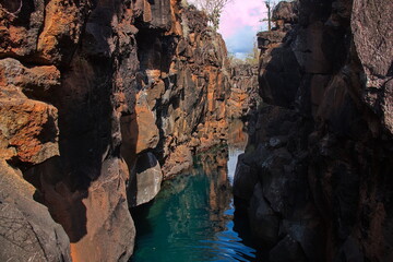 Canyon Las Grietas at Puerto Ayora on Santa Cruz island of Galapagos islands, Ecuador, South America
