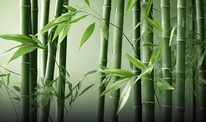 Fototapeta na wymiar a green bamboo tree with lots of green leaves on it. generative ai