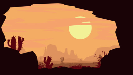 american desert cave view in orange color - 602761781