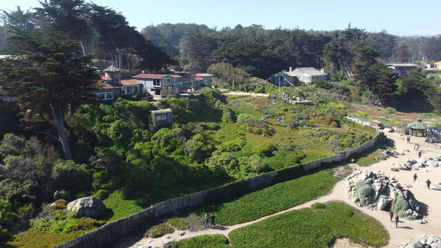 Vis&atilde;o a&eacute;rea da casa de Pablo Neruda em Ilha Negra no Chile