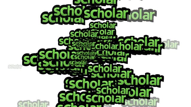 animated video scattered with the words SCHOLAR on a white background
