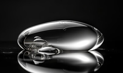  a glass object sitting on top of a black table top.  generative ai