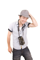 young guy holding a camera