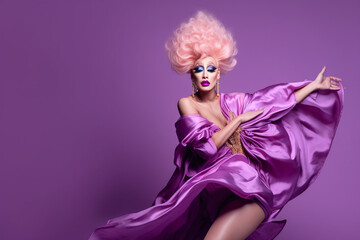 Beautiful Drag Queen in colorfull Outfit, made with generative AI