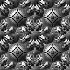 Monochrome silver vintage ornament. Optical volumetric pattern. Patterned tile for design.
