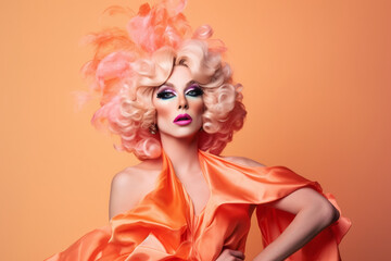 Beautiful Drag Queen in colorfull Outfit, made with generative AI