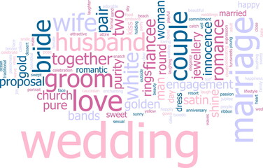 Obraz premium Word cloud concept illustration of wedding marriage