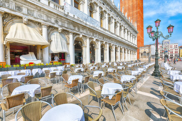 Fantastic cityscape of Venice with San Marco square with Campanile and Biblioteca Nazionale Marciana.