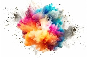 Fototapeta na wymiar Explosion of colored powder isolated on white background. Abstract colored background. Created with Generative AI tools