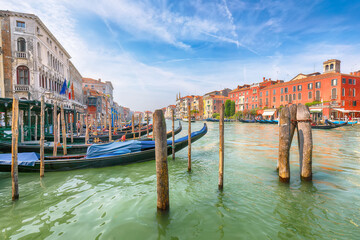 Astonishing morning cityscape of Venice with famous Canal Grande.