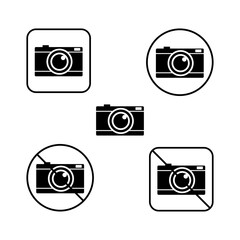 Compact Camera Black Icon and Border / No Camera Sign