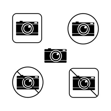 Compact Camera Black Icon and Border / No Camera Sign