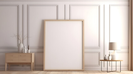 Minimalist Interior of modern interior desige 3D rendering, generative ai