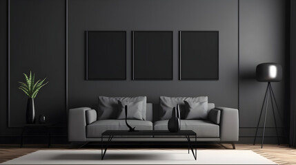 Minimalist Interior of modern interior desige 3D rendering, generative ai