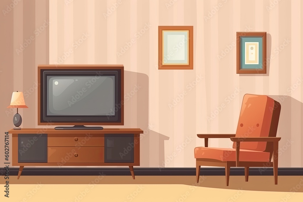 Sticker cozy living room with modern furniture and entertainment system Generative AI