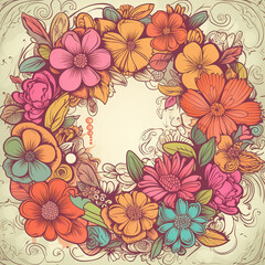 Wonderful Background with Flowers in warm colors, made with an generative AI