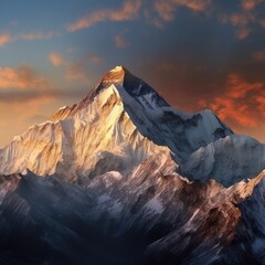 At sunset, admire the beautiful Tibetan mountain panorama. (Generative AI)