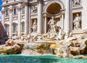 Architecture of Trevi fountain in Rome, Italy - obrazy, fototapety, plakaty