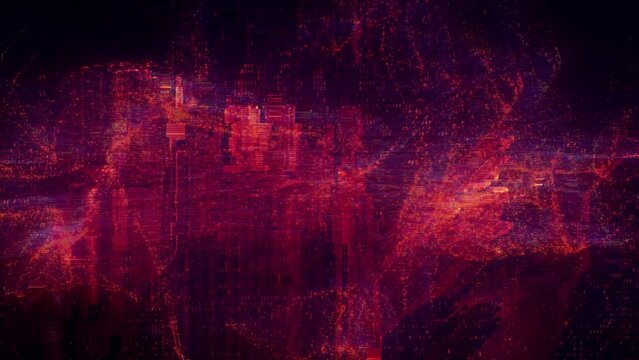Abstract pink purple error code glitch loop background. Technology and communications HUD copy space backdrop. 3D illustration with information noise of cyberspace network security software hack.