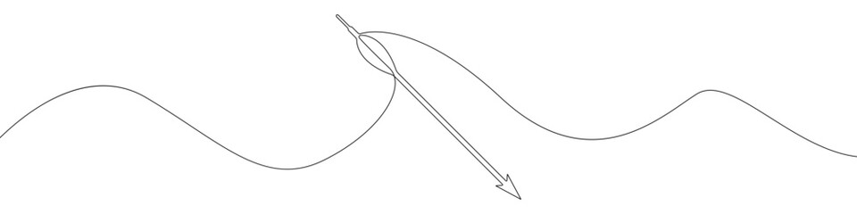 Arrow line continuous drawing vector. One line Arrow vector background. Arrow icon. Continuous outline of an Arrow. Arrows linear design.