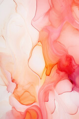 Fototapeta premium Orange and pink alcohol ink background. Abstract colorful texture. Generative AI.