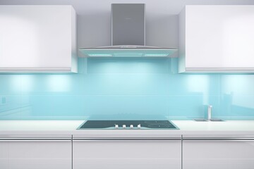 modern kitchen with white cabinets and a sleek stove top oven Generative AI