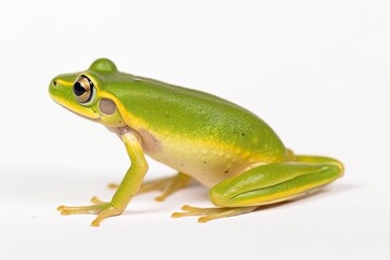 Obraz premium colorful frog perched on a white background Generative AI