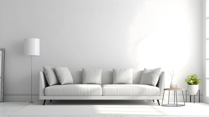 Minimalist Interior of modern interior desige 3D rendering, generative ai