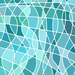 abstract vector stained-glass mosaic background - blue and teal