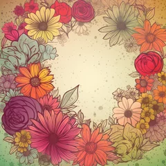 Behang Wonderful Background with Flowers in warm colors, made with an generative AI © Chappy