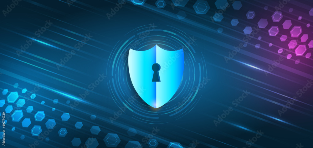 Poster Hi-tech various background. Cyber security for business and internet projects. Vector illustration of data security services. Data protection, privacy, and internet security concept