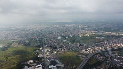 Visão aérea da cidade de Poá no alto tietê de São Paulo - obrazy, fototapety, plakaty