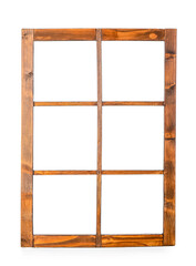 Wooden window frame isolated on white background