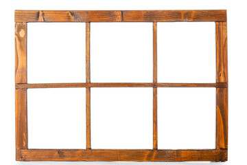 Wooden window frame isolated on white background