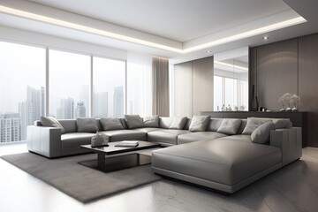 contemporary living room with a spacious sectional sofa as the centerpiece Generative AI