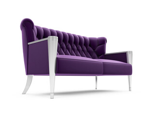 isolated purple sofa on a white background