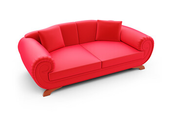 isolated red sofa on a white background