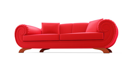 isolated red sofa on a white background