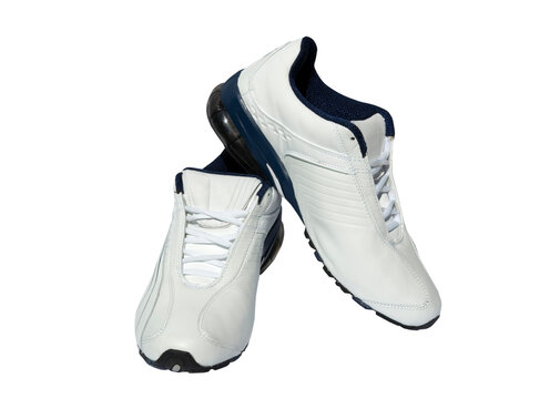 A pair of men's running shoes on white