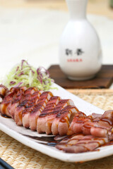 prepared and delicious sushi sashimi ,rolls,scallop??