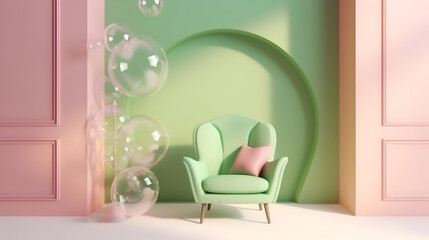 Minimalist Interior of modern interior desige 3D rendering, generative ai