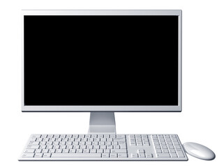 Isolated illustration of a contemporary desktop computer with blank screen