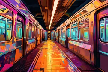 Fototapeta premium Subway beautiful abstract art style. Digital art illustration. Generative AI