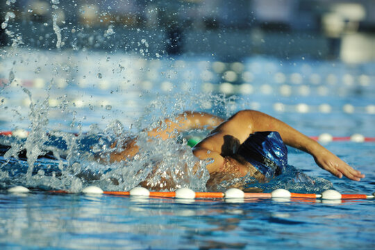 health and fitness lifestyle concept with young athlete swimmer recreating  on olimpic pool